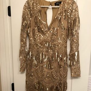 Lulus Gold Fringe Dress